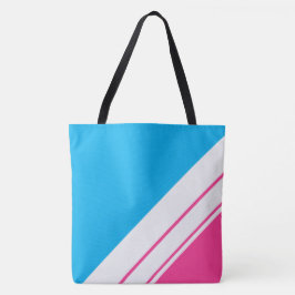 Bolso De Tela Rayas Deportivas Blancas y Rosa Azul Celeste Brill