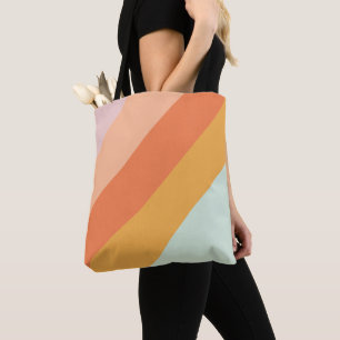 Bolso De Tela Rayas diagonales coloridas retro dulces pastel