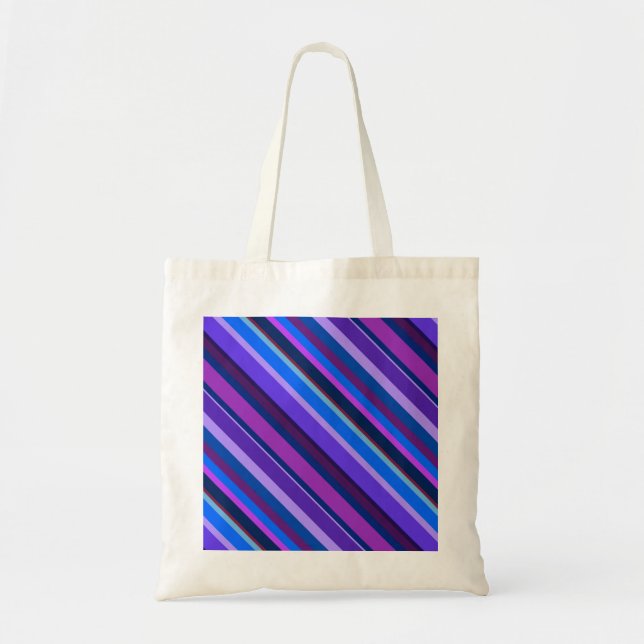 Bolso De Tela Rayas diagonales en azul y púrpura (Frente)