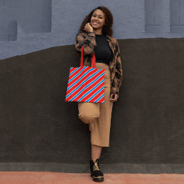 Bolso De Tela Rayas diagonales rojas