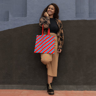 Bolso De Tela Rayas diagonales rojas