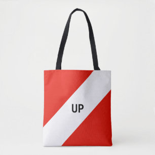 Bolso De Tela Rayas diagonales rojas y blancas