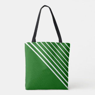 Bolso De Tela Rayas diagonales verdes modernas y elegantes