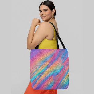 Bolso De Tela Rayas diagonales vibrantes en un arco iris de colo