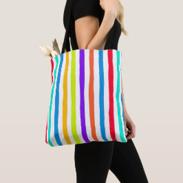 Bolso De Tela Rayas dibujadas a mano en brillantes colores de ar