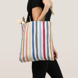 Bolso De Tela Rayas dibujadas a mano en colores modernos de medi