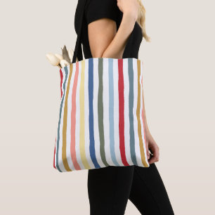 Bolso De Tela Rayas dibujadas a mano en colores modernos de medi