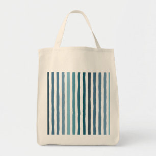 Bolso De Tela Rayas dibujadas a mano en tonos azules