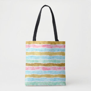 Bolso De Tela Rayas elegantes de la acuarela del oro