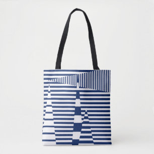 Bolso De Tela Rayas en franjas en azul y blanco