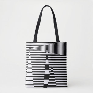Bolso De Tela Rayas en franjas en blanco y negro