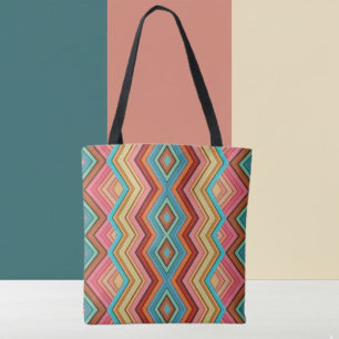 Bolso De Tela Rayas en Zig Zag Multicolor Abstractas