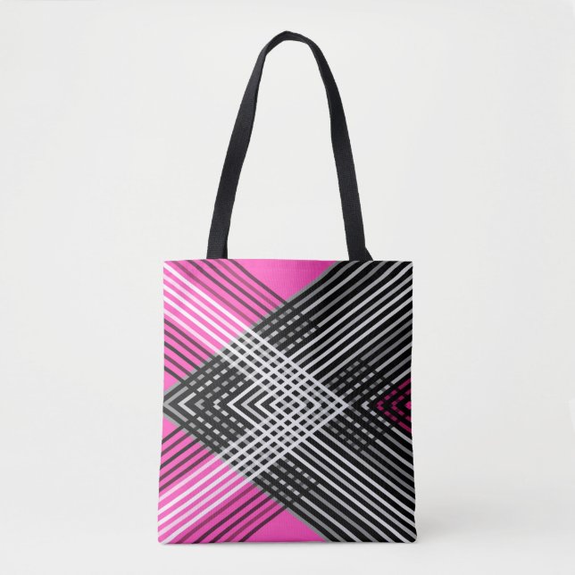 Bolso De Tela Rayas entrelazadas en blanco y negro y gris sobre  (Anverso)
