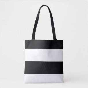 Bolso De Tela Rayas extra anchas simples en blanco y negro
