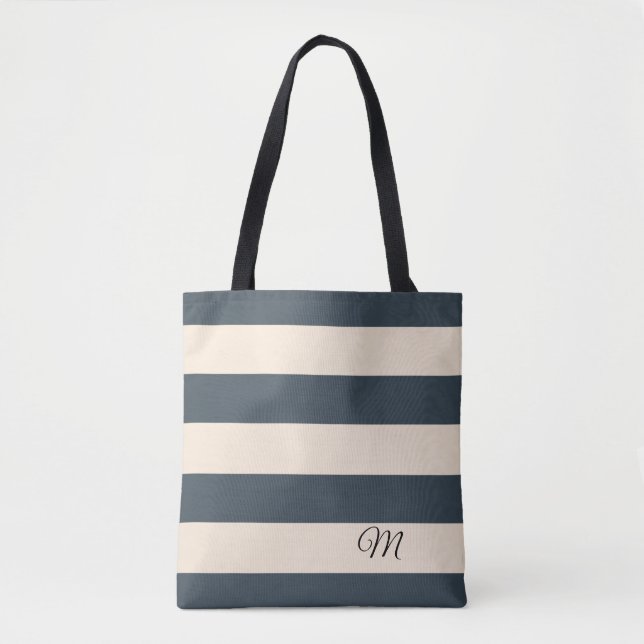Bolso De Tela Rayas grises carbón (Anverso)