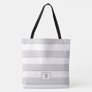 Bolso De Tela Rayas grises en cualquier monograma Personalizado