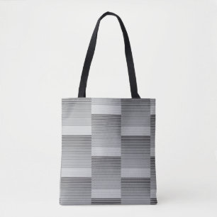 Bolso De Tela Rayas grises, negras y blancas