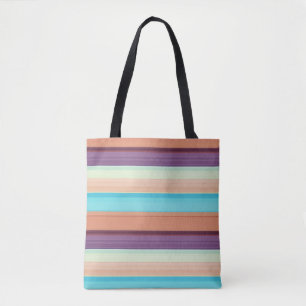 Bolso De Tela Rayas marrones azules lindas