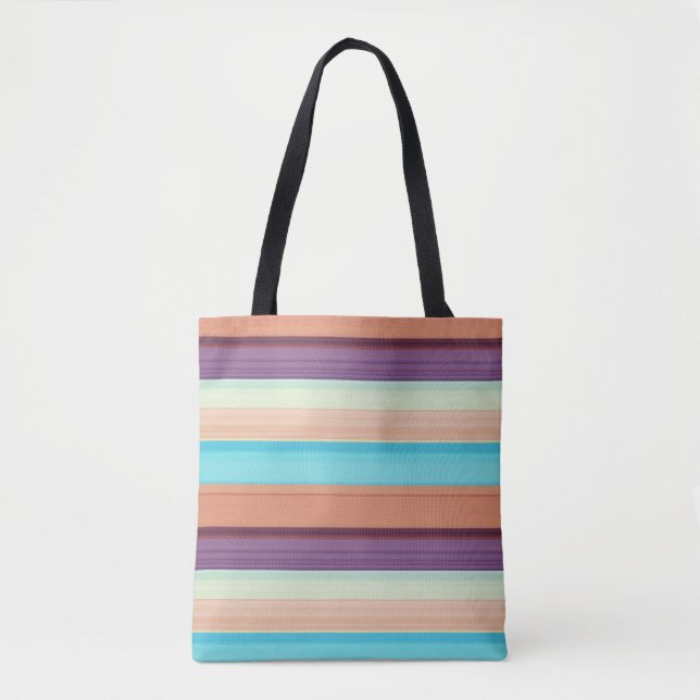 Bolso De Tela Rayas marrones azules lindas  (Anverso)