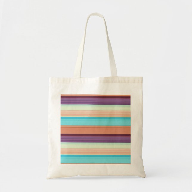 Bolso De Tela Rayas marrones azules lindas  (Frente)