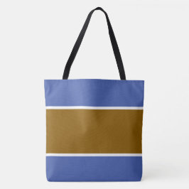 Bolso De Tela Rayas Marrones Doradas Modernas Blancas Azules Med