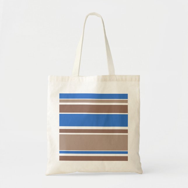 Bolso De Tela Rayas marrones y azules (Frente)