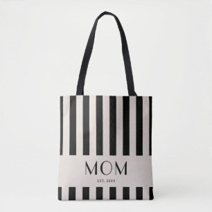 Bolso De Tela Rayas Mínimas Modernas Mamá Establecida