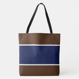 Bolso De Tela Rayas Modernas Anchas Azul Marino Blanco Cocoa