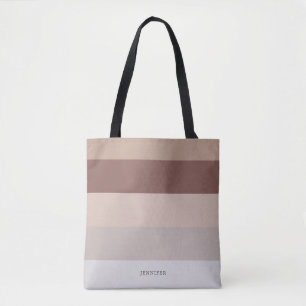 Bolso De Tela Rayas modernas con beige malva monograma