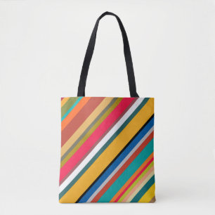 Bolso De Tela Rayas modernas de mediados del siglo