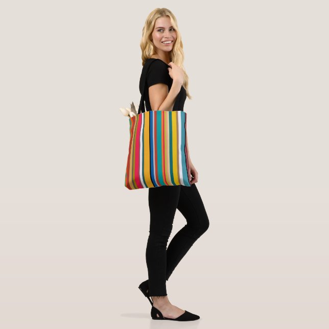 Bolso De Tela Rayas modernas de mediados del siglo (Puesto)