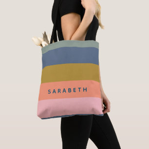 Bolso De Tela Rayas modernas elegantes en tonos terrosos bonitos