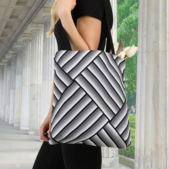 Bolso De Tela Rayas modernas en negro, blanco y gris - fresco (Subido por el creador)