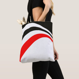 Bolso De Tela Rayas modernas rojo blanco negro