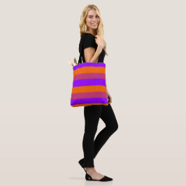Bolso De Tela Rayas moradas, Naranjas y rosas