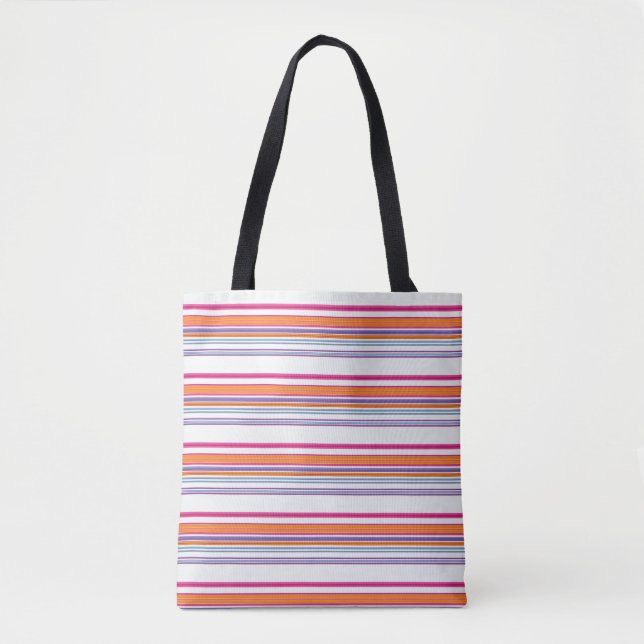 Bolso De Tela Rayas naranjas rosadas (Anverso)