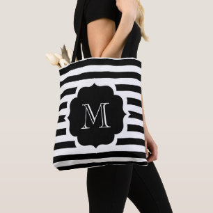 Bolso De Tela Rayas negras
