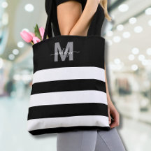 Rayas Negras Chic Nombre Monogramado