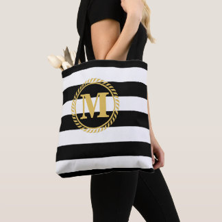 Bolso De Tela Rayas negras y blancas de personalizable