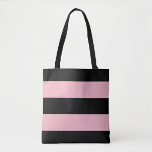 Bolso De Tela Rayas negras y rosadas