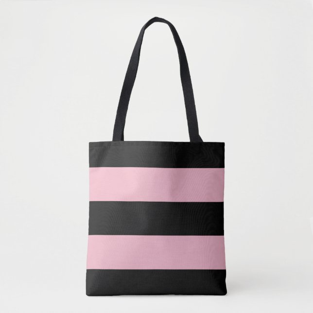 Bolso De Tela Rayas negras y rosadas (Anverso)