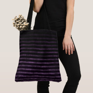 Bolso De Tela Rayas Ombre Grunge Negras y Moradas