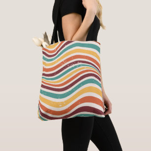 Bolso De Tela Rayas onduladas, gruñido. Retro