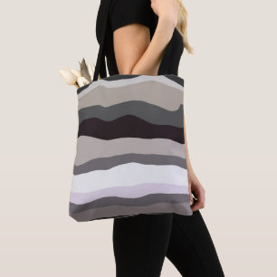 Bolso De Tela Rayas onduladas moradas y grises