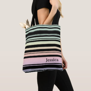 Bolso De Tela Rayas Pastel de gradiente de arcoiris Personalizad