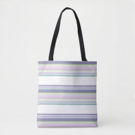 Bolso De Tela Rayas púrpura, Neptuno, verde mar y lavanda