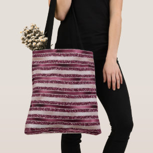 Bolso De Tela Rayas Purpurinas de oro rosa rosa rosa rojo de Bor