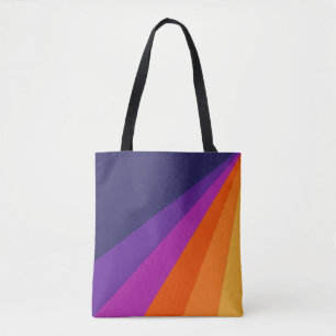 Bolso De Tela Rayas retro diagonales púrpura y naranja