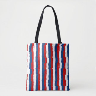 Bolso De Tela Rayas Rojas, Blancas y Azules