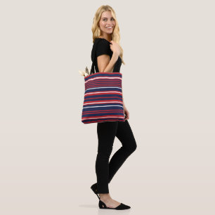 Bolso De Tela Rayas Rojas Blancas y Azules Patrióticas Clásicas